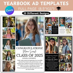 Full Page Yearbook Ad Canva Editable Template, Senior Yearbook Ad Template, Graduation Yearbook Template, Canva Senior Tribute Ad, - Etsy