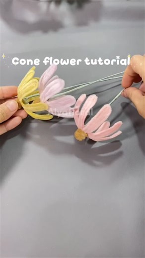 Handmade Flower Artist on Instagram: "Cone flower tutorial — simple, cute, and handmade with love 🌸✨ . . . #kawatbulu #tutorial #pipecleaners #fypシ #handmade"