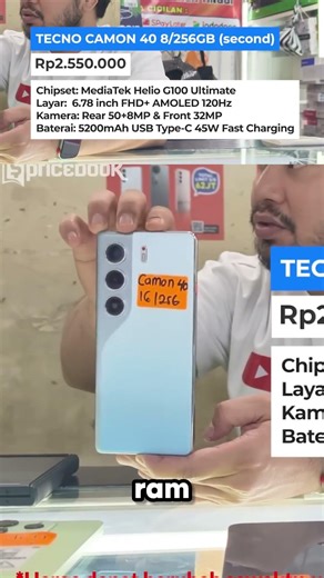 Hp murah kamera cakep⁉️ TECNO Camon 40 ini sekarang cuma 2,5 juta‼️ #pricebook #marzoom #hp2jutaan