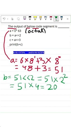 Bitwise operator | Python | Left shift & Right shift | Octal to Decimal #python #education #shorts