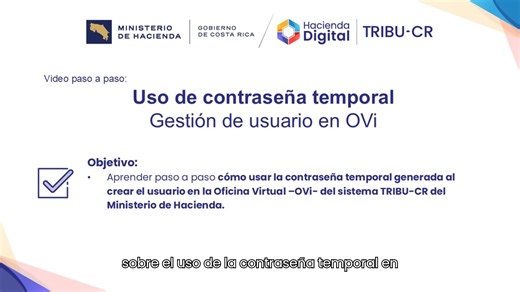 Publicamos el tutorial: "Uso de contraseña temporal en TRIBU-CR" | Ministerio de Hacienda de Costa Rica