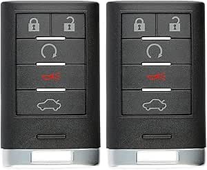 KeylessOption Keyless Car Remote Smart Key Fob for Cadillac CTS STS M3N5WY7777A (Pack of 2)