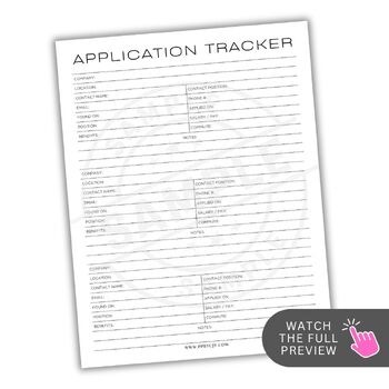 Job Search Bundle | 3 Page Printable PDF for Applications & Tracking