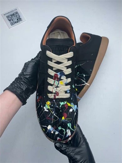 Sneaker Unboxing.Maison Margiela Paint German Army Trainer Black#sneakers #fashionshoes
