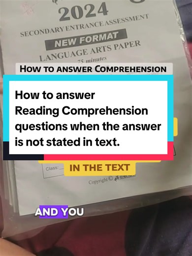 Parents! Teachers! This Comprehension Tip is for you! This is a in depth explanation on how you can help your child or student answer Reading Comprehension questions when the answers are not directly stated in the text. I find that most pupils do not attempt this type of Comprehension question because they don't understand how to locate the evidence in the Comprehension text and make connections to create the correct response. #comprehension #teachertip #educational #sea2026 #readingcomprehensio