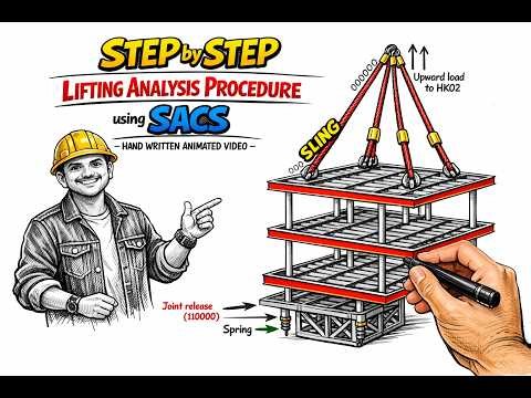 ANIMATED STEP BY STEP OFFSHORE LIFTING ANALYSIS PROCEDURE by using SACS | CIVIL Share | #lifting