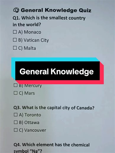 Challenging General Knowledge Quiz to Test Your Brain