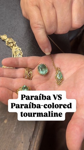 What’s the difference between Paraíba and Paraíba-colored tourmaline? #jewelry #gemstones #weddingring #mothersring | Todd Alan Gallery
