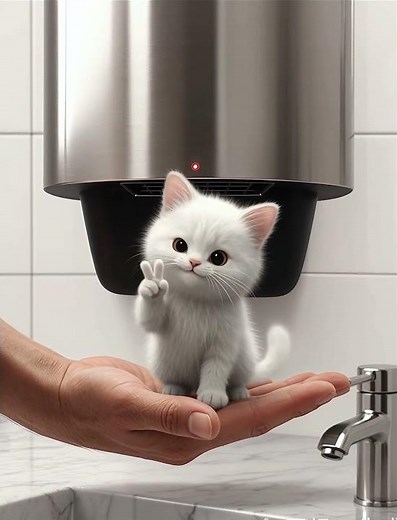Super Cute! White Kitten $V$-Sign #catfunny #cutecat
