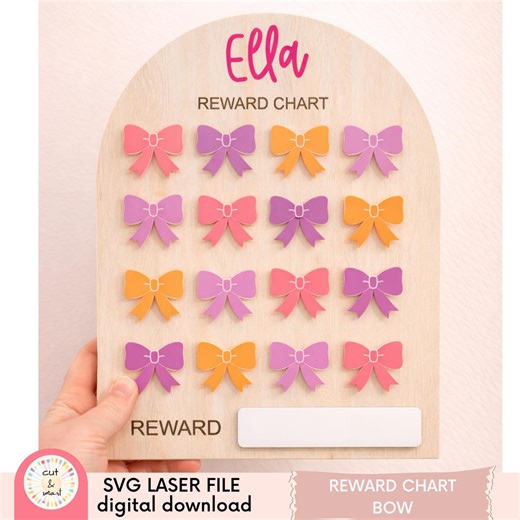 Graphique des récompenses SVG – Graphique des récompenses pour les enfants Fichier découpé au laser | Graphique personnalisé du comportement des filles | Laser CO2 SVG - Etsy France