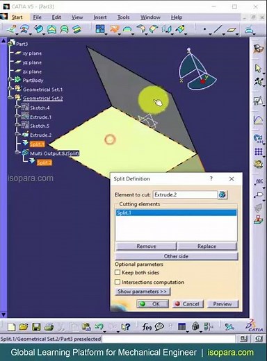 Diffrecnce between split and trim command in CATIA V5
