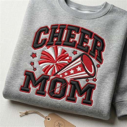 Cheer Mom Embroidery Design, Varsity Sports Mom File | Megaphone Cheerleader Machine Embroidery Download - Etsy