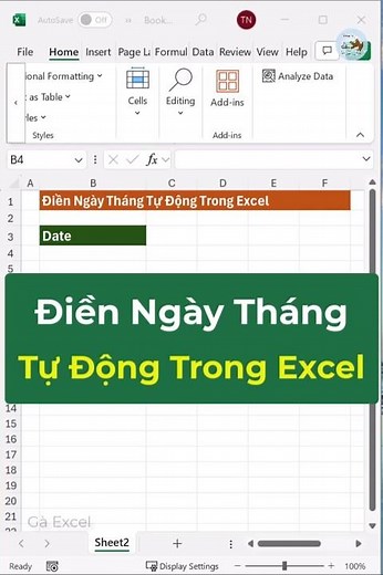 Cách điền ngày tháng tự động trong Excel