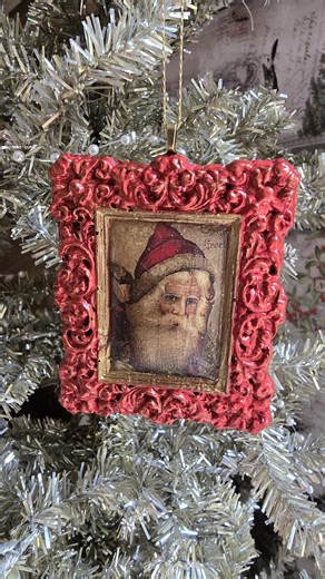 Handcrafted Old World Santa Ornament: Gold Resin Frame Holiday Decor - Etsy