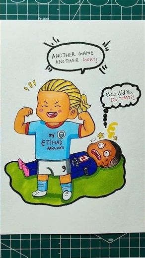 Drawing Haaland Beats Mbappé Easily yo! 😳⚽ #haaland