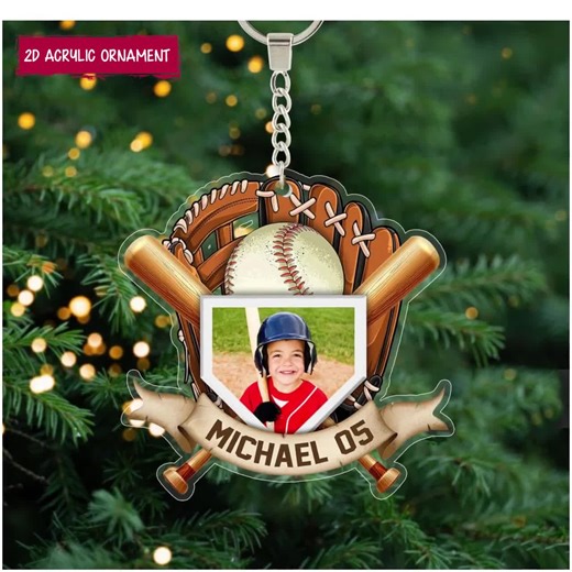 Custom Photo Baseball Son Christmas Ornament, Personalized Baseball Player Xmas Tree Keepsake, Sports Lover Gift for Son, Team Player Gift - Etsy