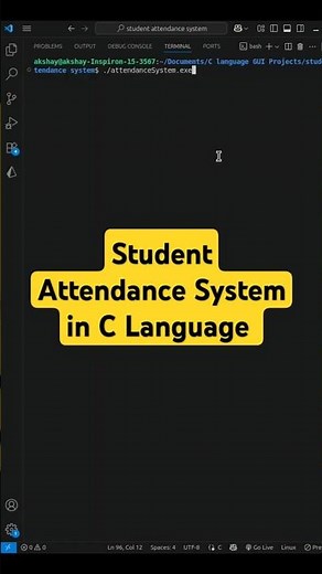 Basic Student Attendance Management System in C Language | C Project for Beginners #shorts #coding