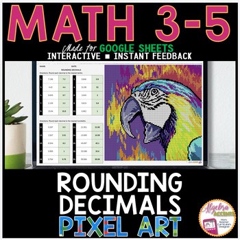 Rounding Decimals Pixel Art Math Digital Resource | Neon Parrot