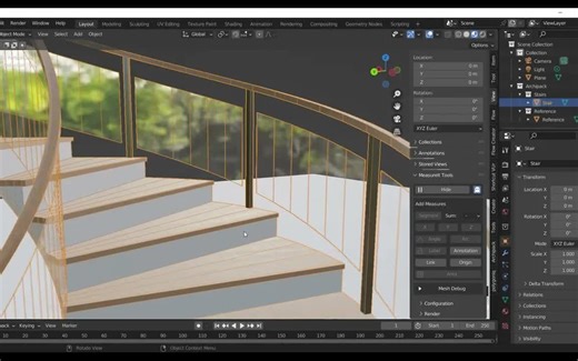 iBlender中文版插件 使用 Archipack pro 插件建模制作一个简单的螺旋楼梯 Blender教程