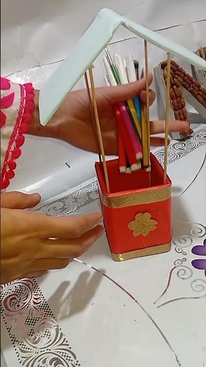 DIY pencil box, paper stick craft, computer sheet craft, easy school craft, pencil holder DIY,