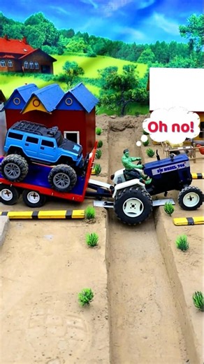 Rc car loaded tractor break old bridge 😔 new bridge build/#shorts