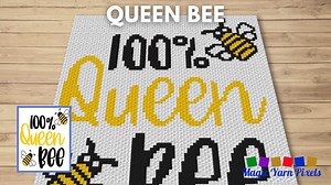FREE GRAPH Queen Bee C2C & Tapestry Crochet Pattern | Magic Yarn Pixels