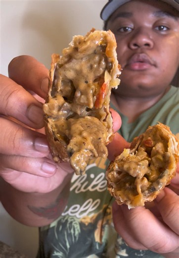 First appetizer of football season 😮‍💨🏈 Creamy Ribeye Steak & Cheese Egg Rolls 🫔 big, crispy, cheesy and loaded with ribeye #CookUpKi #SteakAndCheeseEggRolls #GameDayRecipes #FootballFood