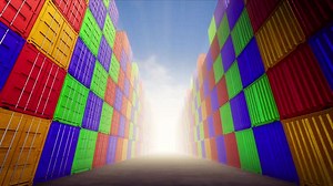 Cargo Containers Port with Sunrise Loop