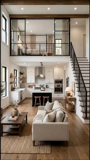 Modern Loft House Design ✨ Open Space Kitchen & Cozy Living Room