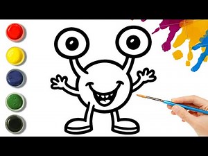 Cute Alien Monster Drawing | Easy Cartoon Monster For Kids | How To Draw Funny Alien