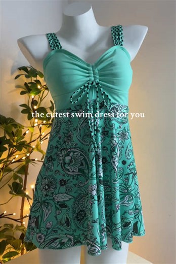 The modest swimwear for girls! It can better hide your belly🍃 #beachwear #swimdress #swimsuit #swimshorts #2pieceset