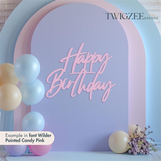 Happy Birthday Wooden Script Sign | Large Party Backdrop Decor - Etsy