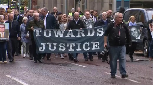 March by families of the victims as ex-British soldier goes on trial for 1972 Bloody Sunday killings