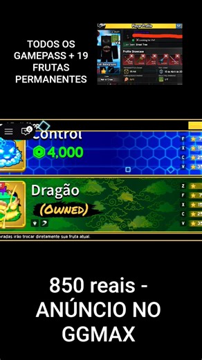 [ BLOX FRUITS ] CONTA COM TODOS OS GAMEPASS + 19 FRUTAS PERMANENTES