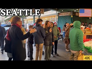 🇺🇸CHRISTMAS 🎄EVE IN SEATTLE | 4K 60fps ASMR SEATTLE WALKING TOUR🎅✨@Chyfum