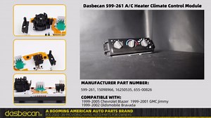 Dasbecan 599-261 HVAC Climate Control Module A/C Control Switch Panel Compatible with 1999-2005 Chevrolet Blazer 1999-2001 GMC Jimmy 1999-2002 Oldsmobile Bravada Replace# 15098966