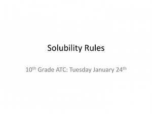 Solubility Rules - SlideServe