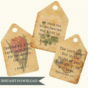 36 Printable Scripture Tags, Christian Ephemera for Junk Journals, Vintage Bible Verse, Faith Based Embellishments,digital Download, Church - Etsy