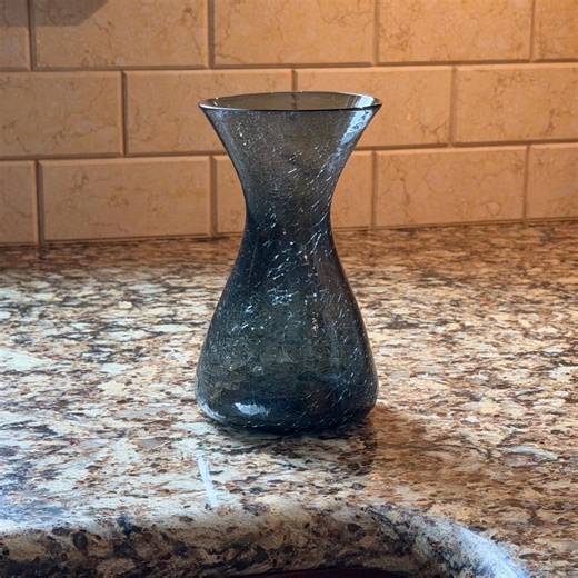 Blenko #5318 - Charcoal Crackle Glass Sheaf Vase - Etsy