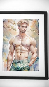 DANNY - Male Body Art Painting, Muscle Artwork, Watercolor Print - Etsy