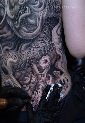 Một góc của dự án full body dragon #freehand #dragontattoo #mixtattoo #asiantattoo #tattooart