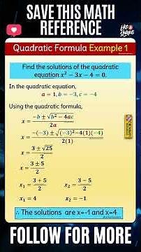 Example of the use of the quadratic formula |Solving quadratic equation using the quadratic formula