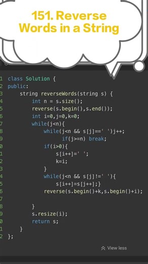 151. Reverse Words in a String | Reverse Whole + Reverse Each Word | TC: O(n) | SC: O(1)