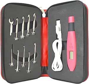Athena’s Elements Counting Crochet Hook Set, Ergonomic Interchangeable Light Up Crochet Hooks with LED Lights and Digital Crochet Stitch Counter. Rechargeable-Lighted Crochet Hooks