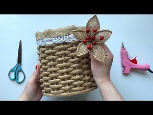 DIY Wicker basket made from recycled newspapers and jute
