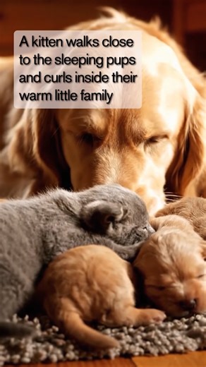 113K views · 1.7K reactions | A tiny kitten finds comfort in a warm puppy family #kitten #puppylov | Watermelon Sugar | Facebook