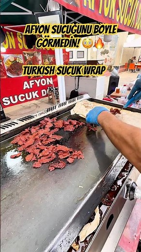 Turkish Sucuk Wrap 🌯🔥 Afyon Sausage Street Food in Turkey