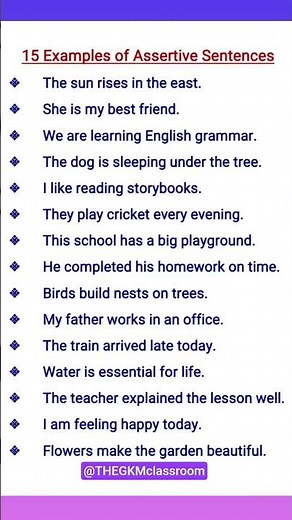15 Examples of Assertive sentences #english #englishlanguage #shortsfeed #shorts #viral #trending