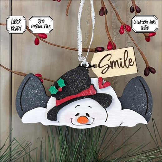 Snowman Ornament, Snowman Laser Ornament SVG, Laser Cut File, Christmas SVG, Christmas Ornament SVG, Snowman Melting, Glowforge - Etsy