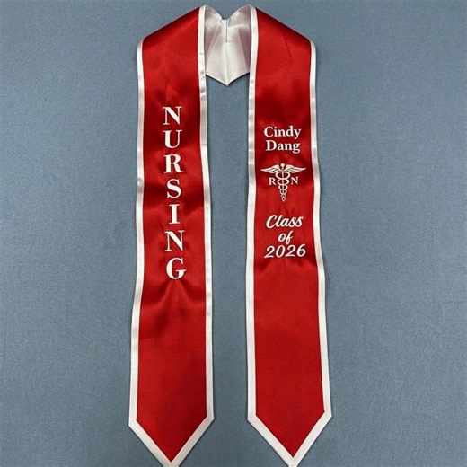 Custom Embroidered Nursing Graduation Stole RN Class of 2026 Sash - Etsy